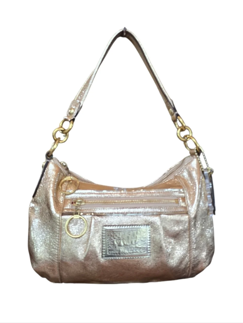 Coach Poppy Groovy Metallic Gold Leather Shoulder Bag Crossbody - Picture 1 of 17